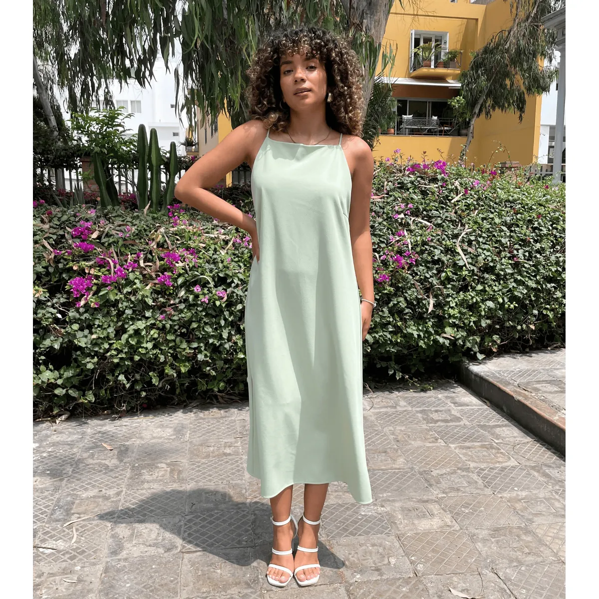 EQUI - Vestido Scuba Largo Rosé