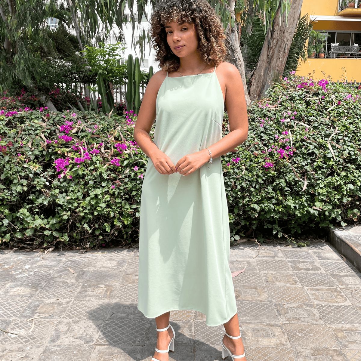 EQUI - Vestido Scuba Largo Rosé