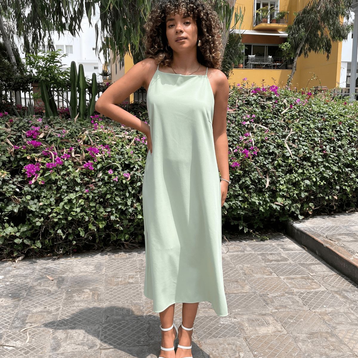 EQUI - Vestido Scuba Largo Rosé