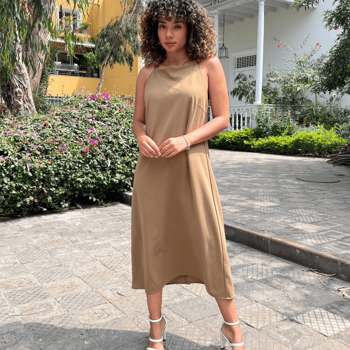 EQUI - Vestido Scuba Largo Rosé