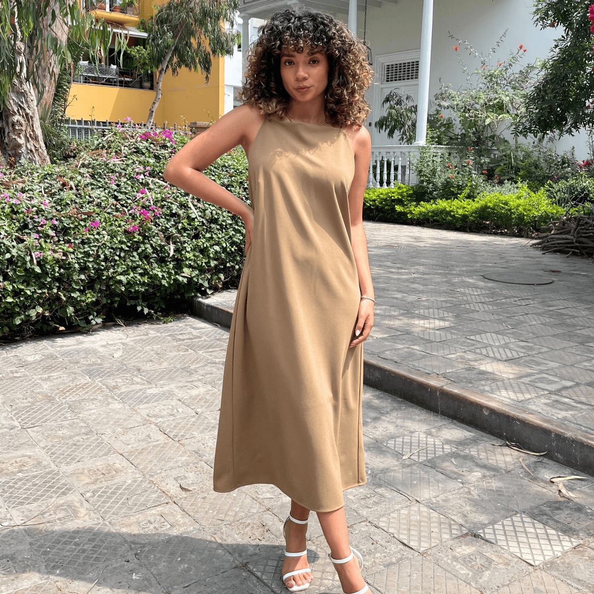 EQUI - Vestido Scuba Largo Rosé