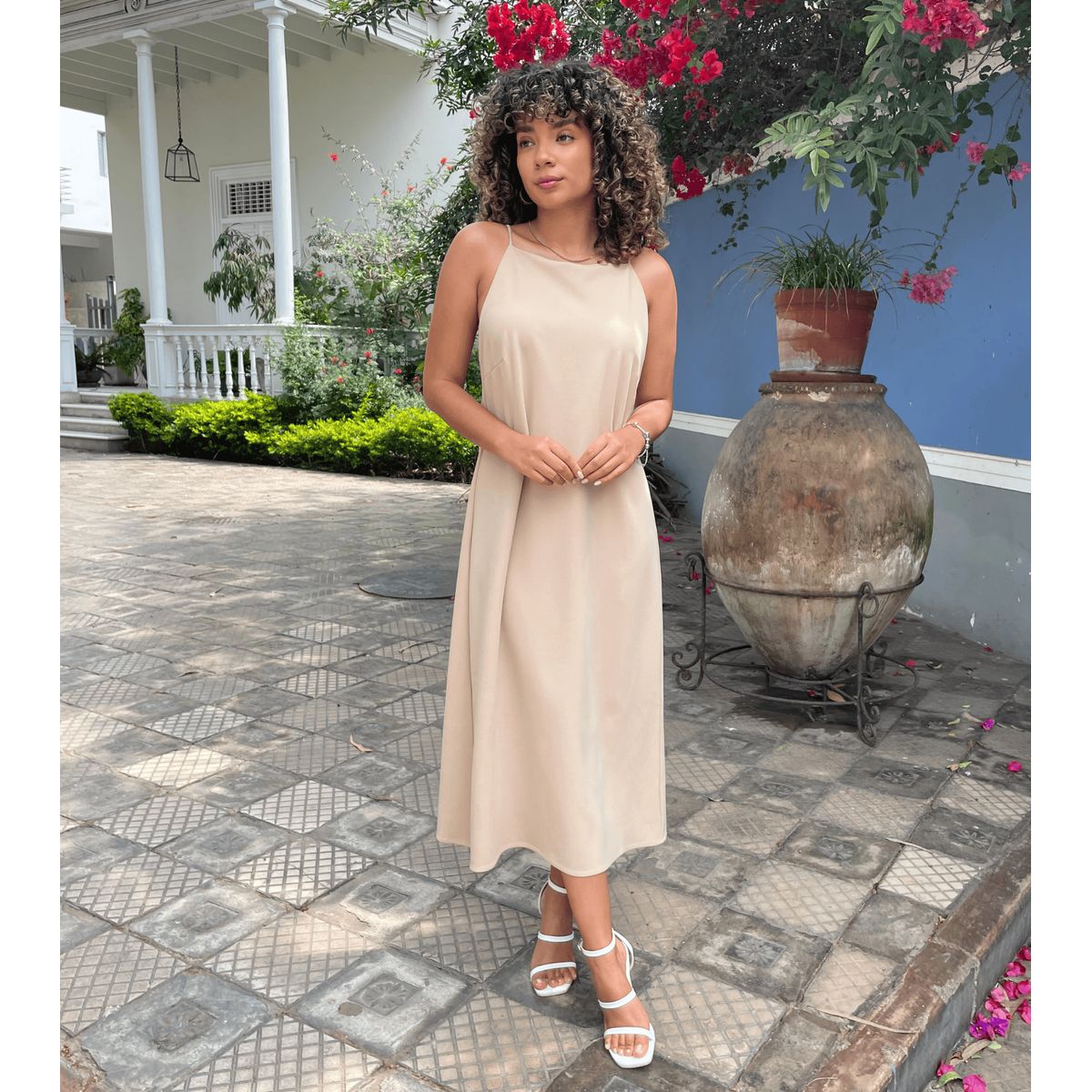 EQUI - Vestido Scuba Largo Rosé