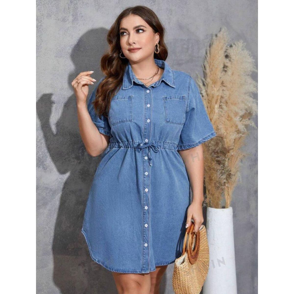 GENERICO - Vestido Camisero Denim para Toda Ocasión