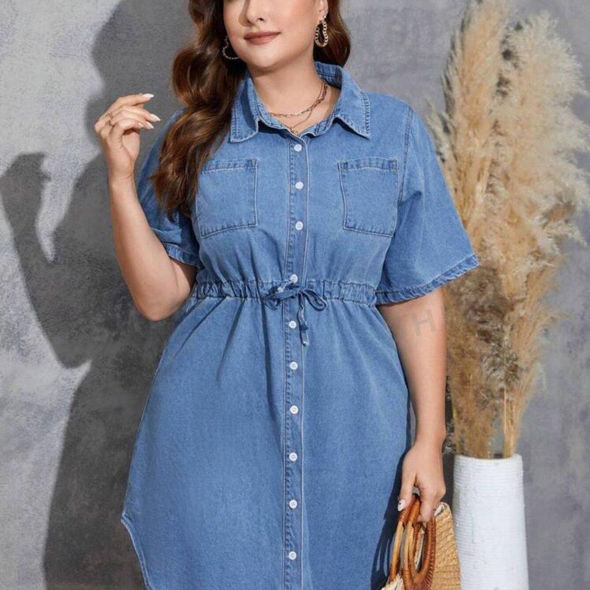 GENERICO - Vestido Camisero Denim para Toda Ocasión