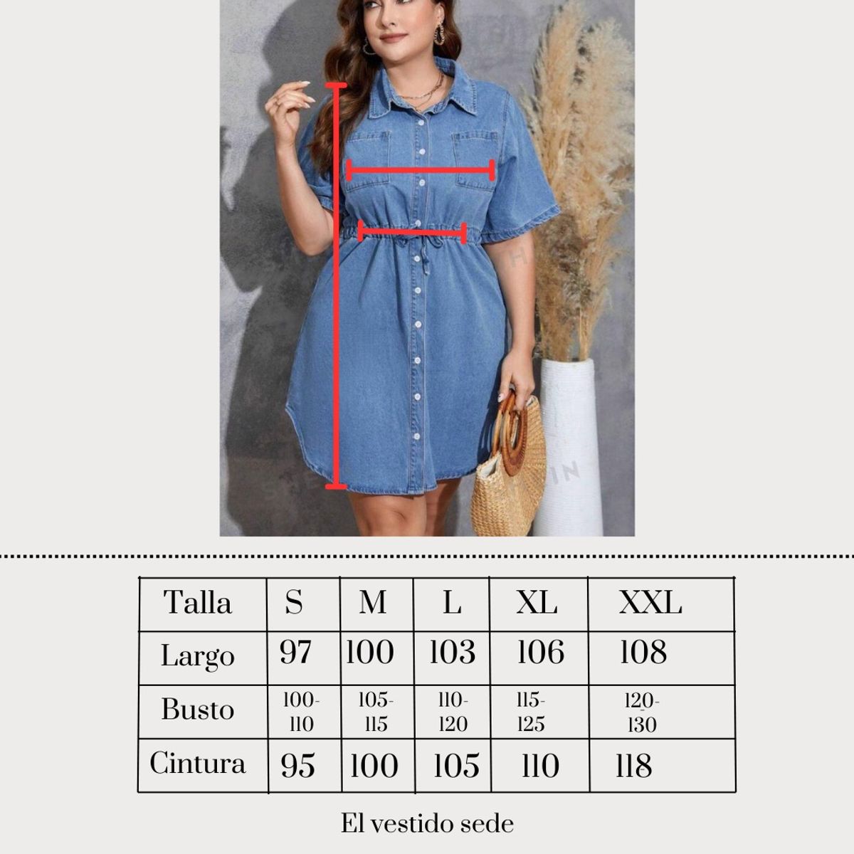 GENERICO - Vestido Camisero Denim para Toda Ocasión