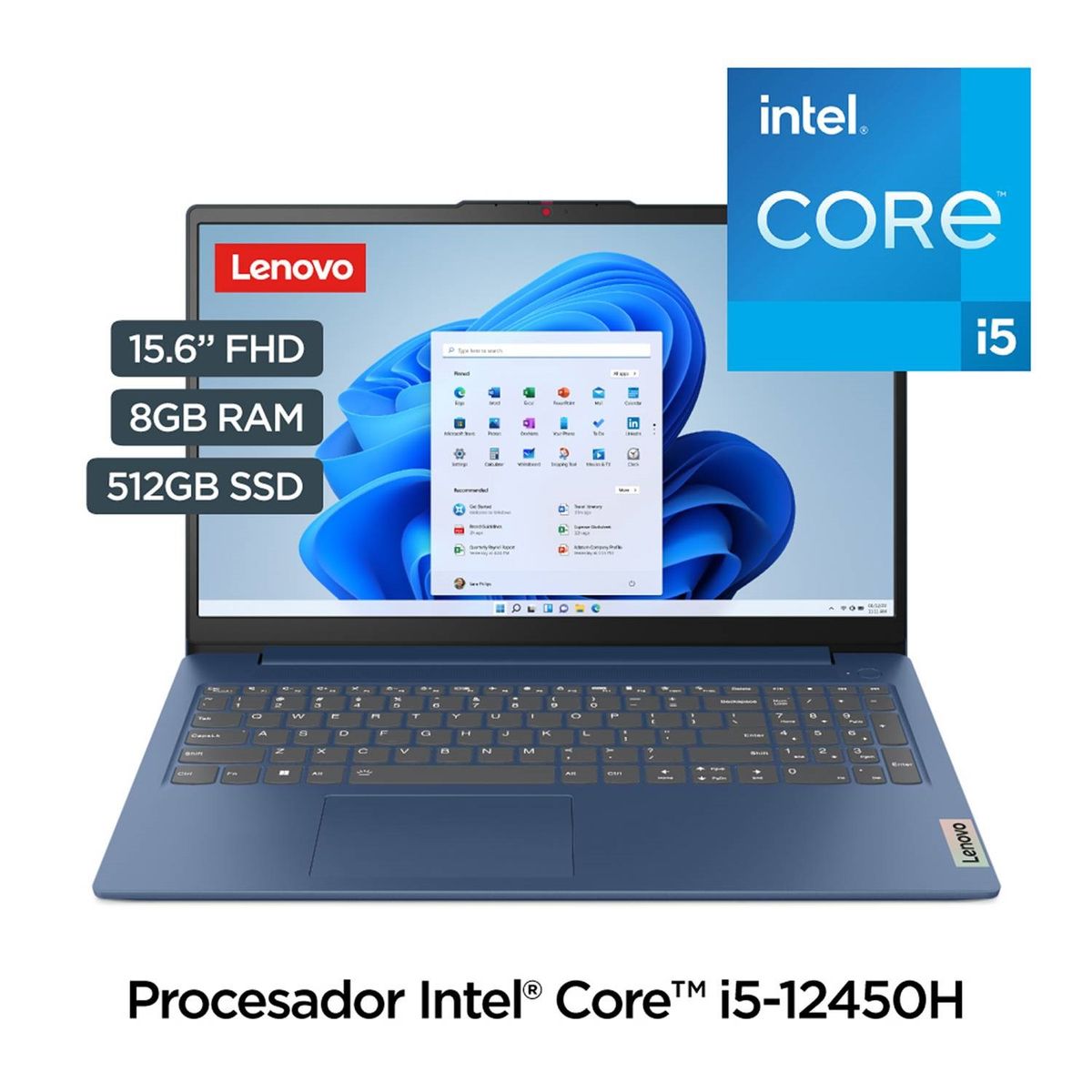 LENOVO - Laptop Lenovo Ideapad Slim3 Core I5 12450H 8gb 512gb ssd 15.6 Fhd Freedos Color Azul