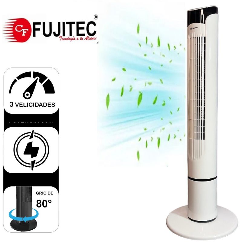 FUJITEC - Ventilador torre 42 " motor silencioso Control Remoto Digiltal 70 Wats
