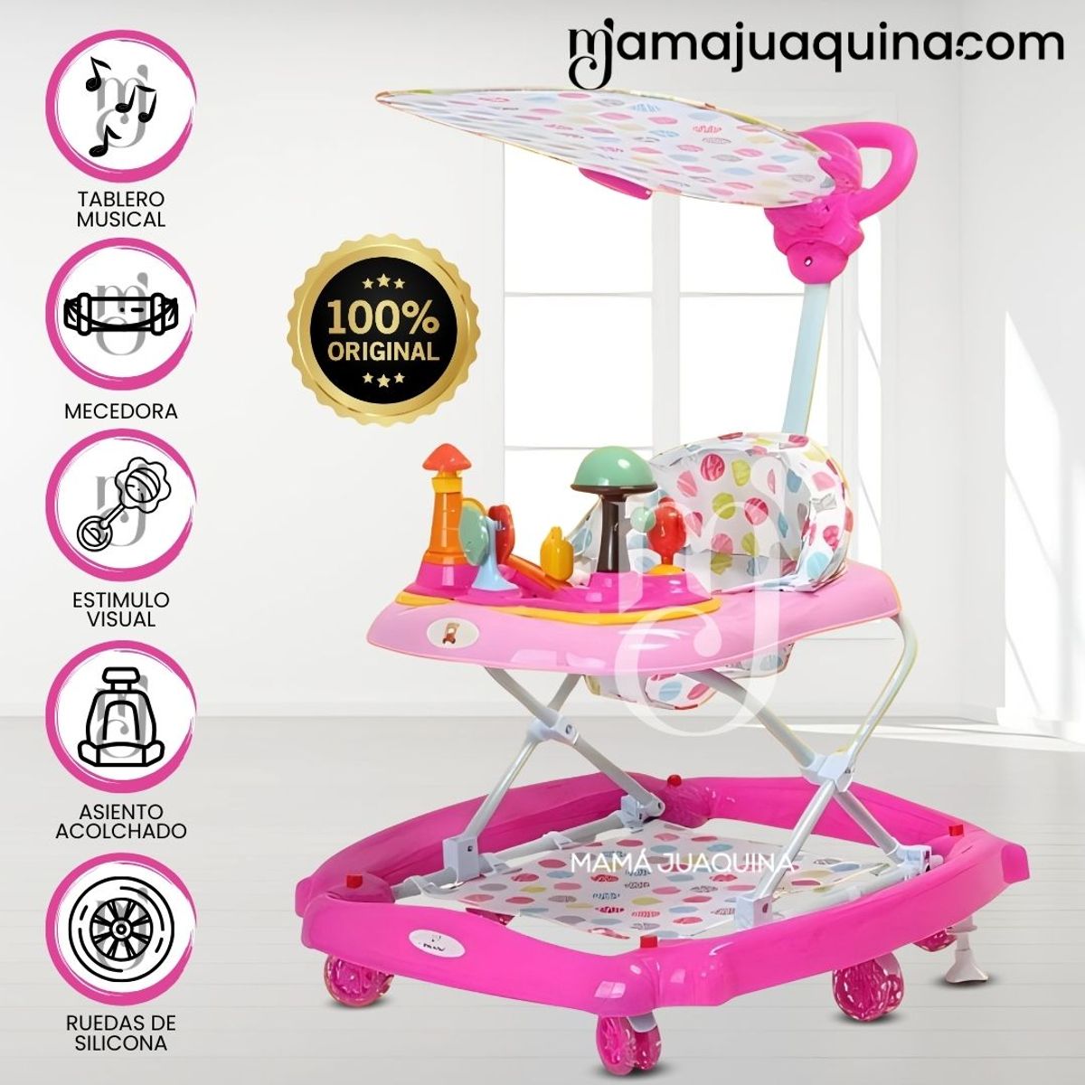 BABY - Andador Musical Didáctico «MUSHROOM» Dark Pink