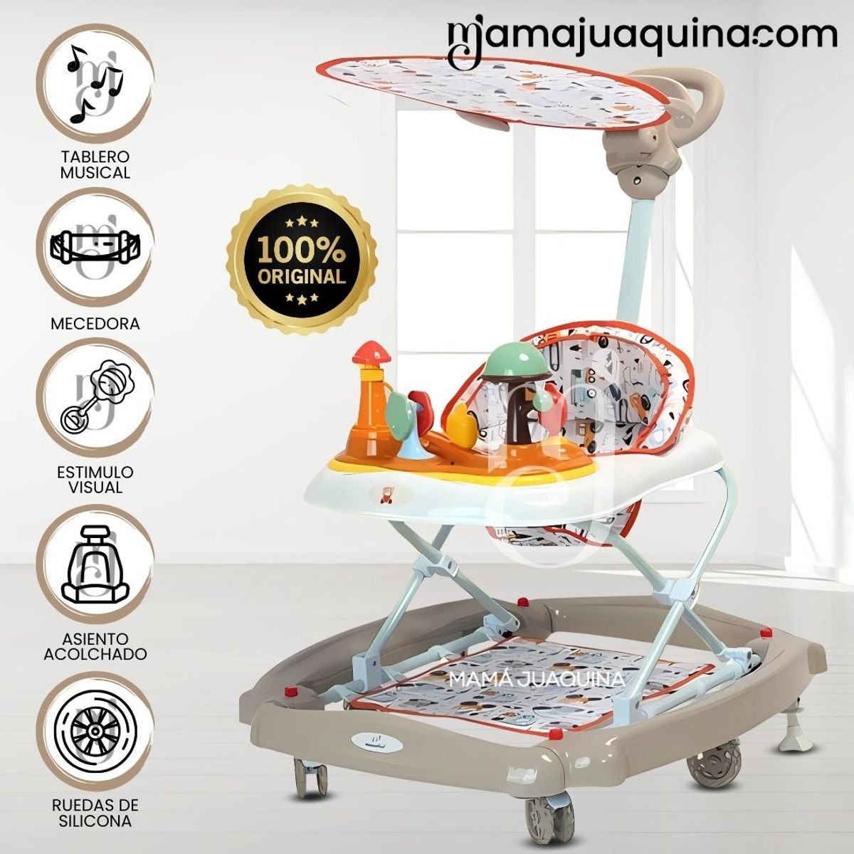 BABY - Andador Musical Didáctico «MUSHROOM» Beige