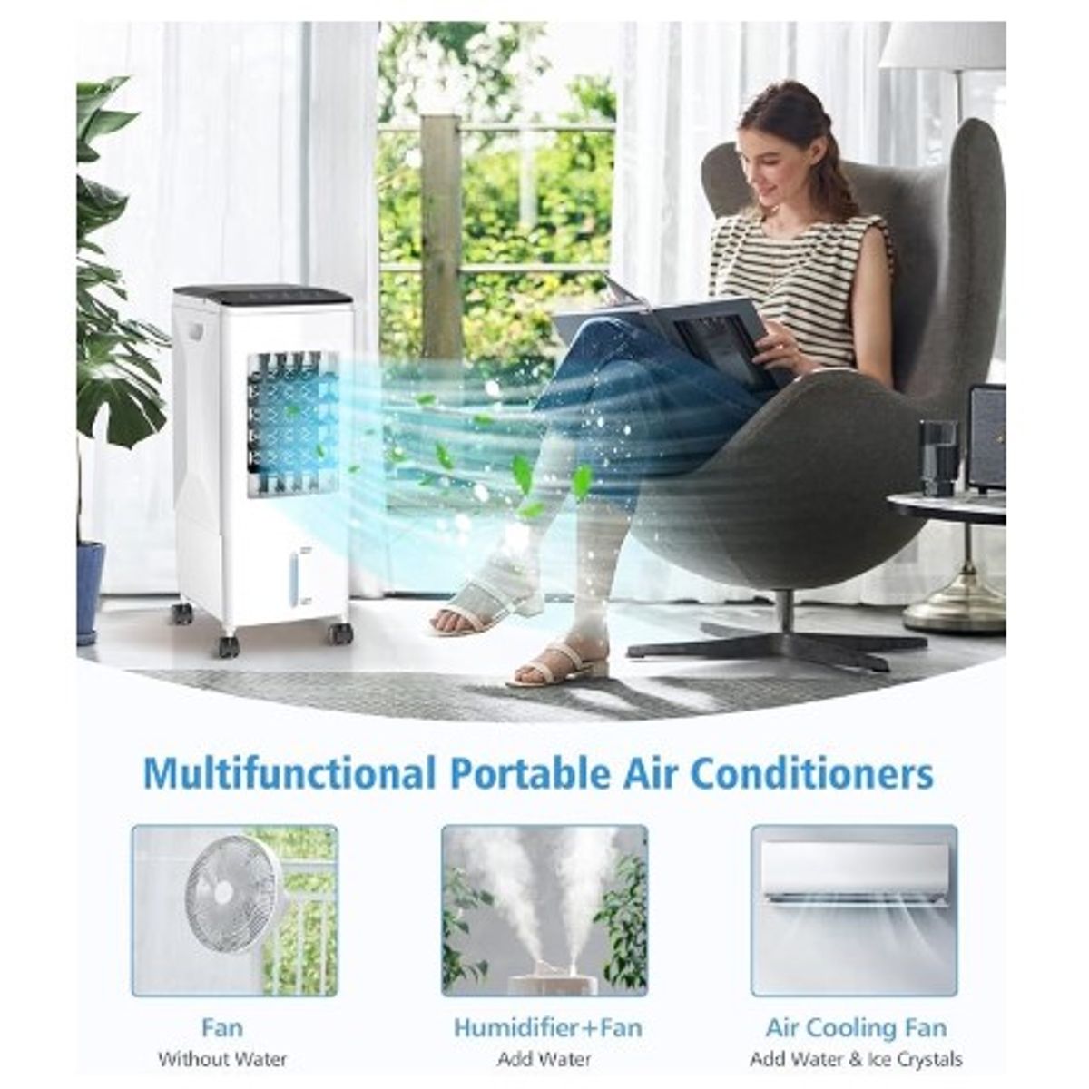 GENERICO - Enfriador de Aire Ventilador Portátil Moderno 3 en 1