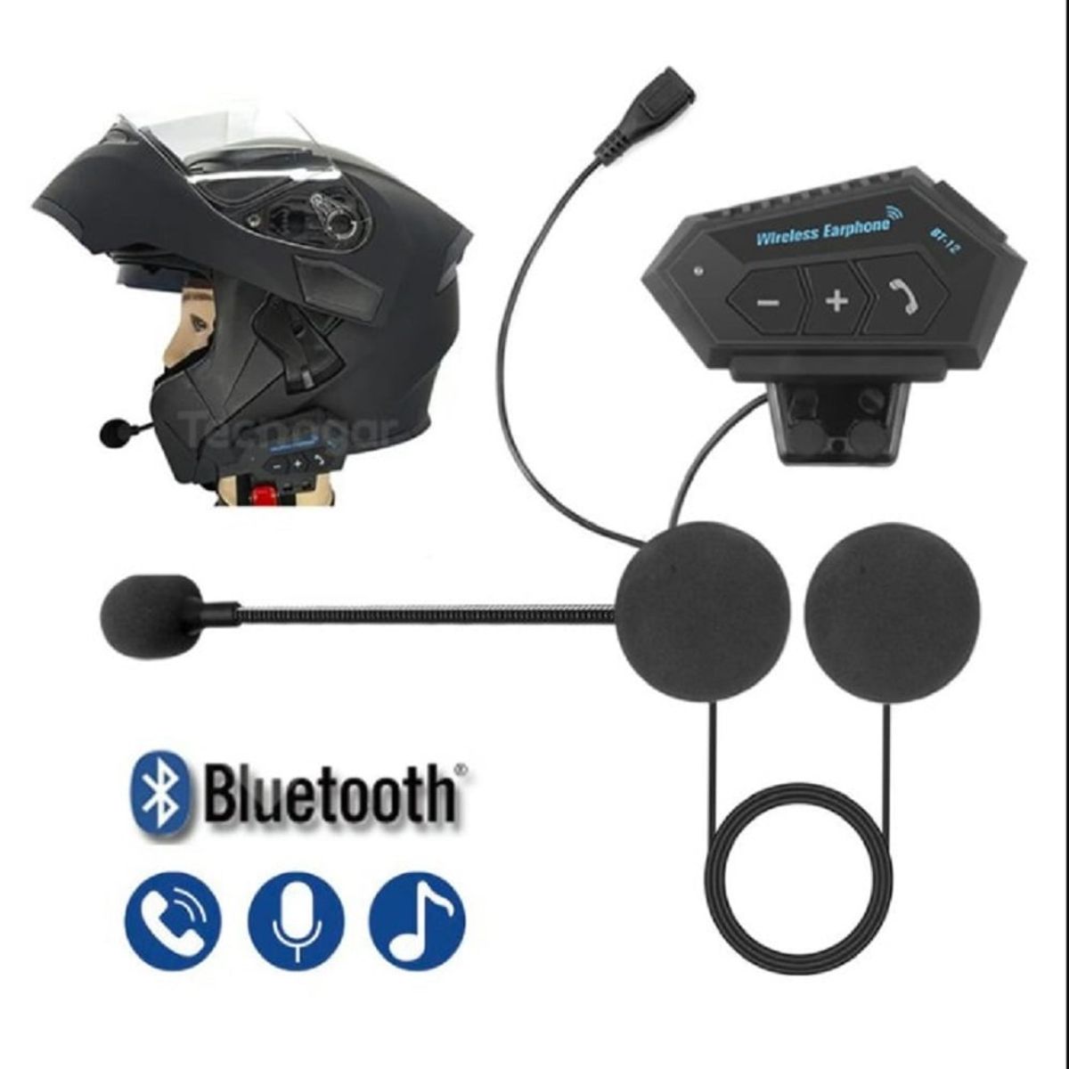 SEISA - Audífonos Bluetooth para Casco Moto Auriculares Inalámbricos