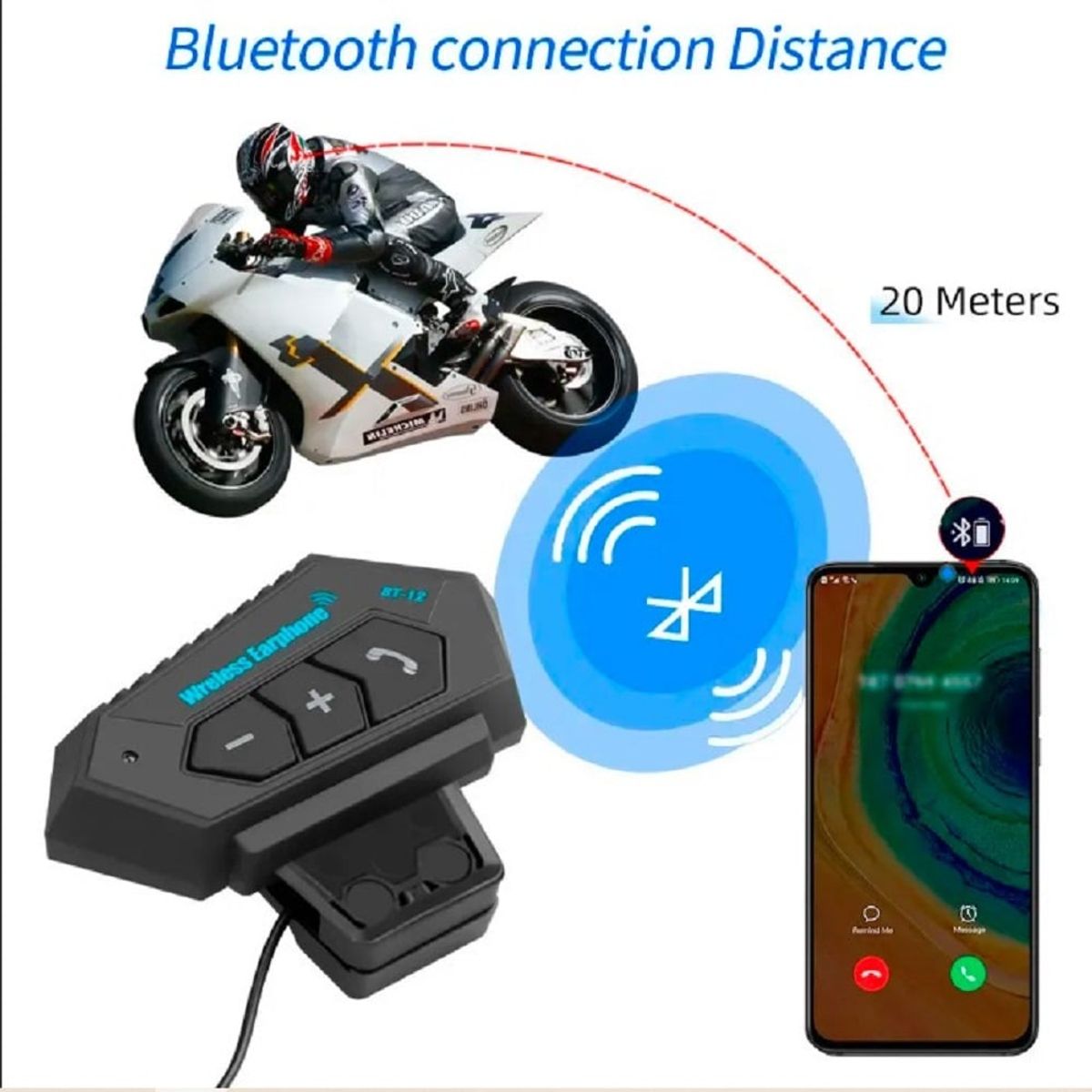 SEISA - Audífonos Bluetooth para Casco Moto Auriculares Inalámbricos