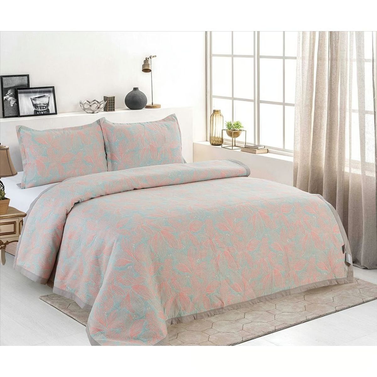 CASATEX - Cubrecama + Fundas de Almohada Queen - 100% Algogdón