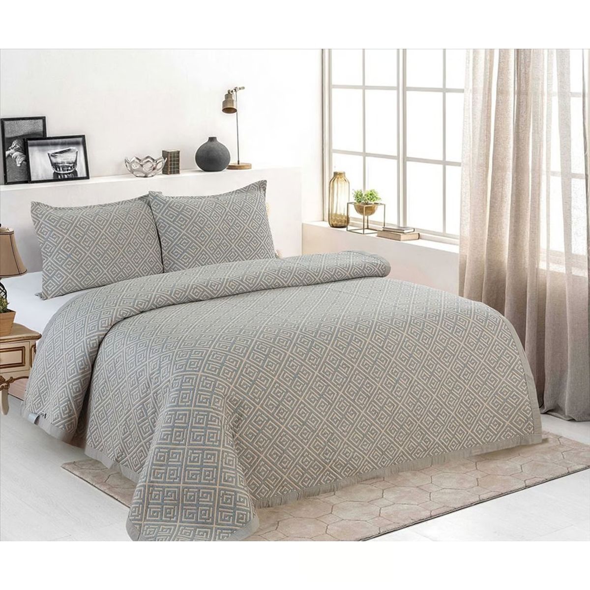 CASATEX - Cubrecama + Fundas de Almohada Queen - 100% Algodón