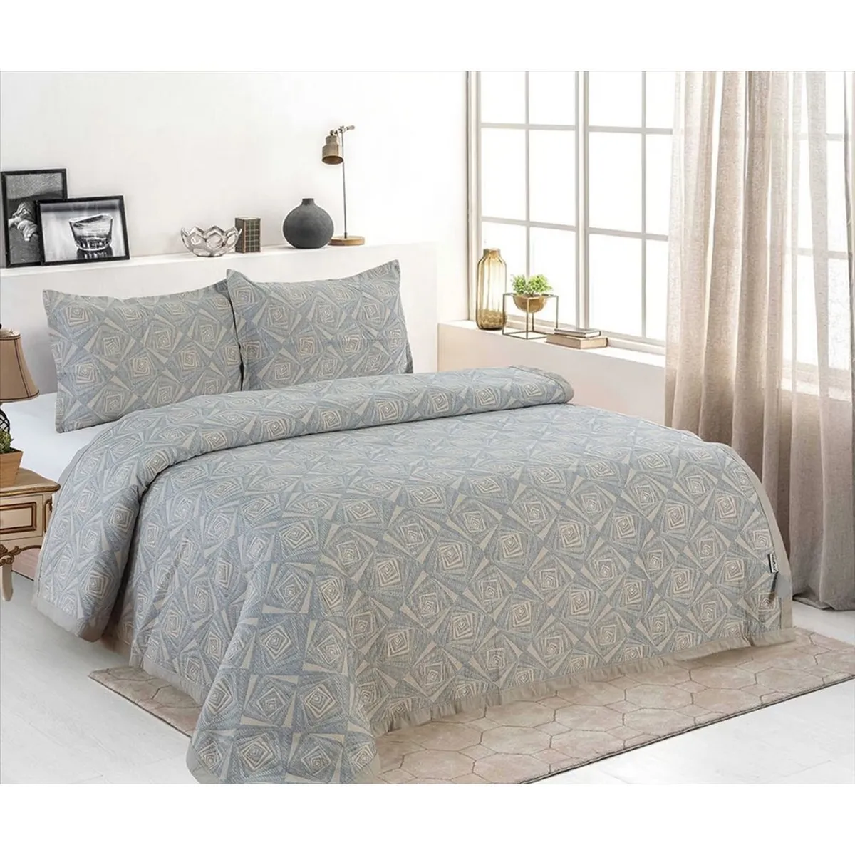 CASATEX - Cubrecama + Fundas de Almohada Queen - 100% Algodón