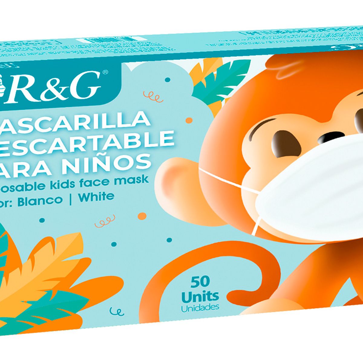 R&G - Mascarilla Descartable para Niños color Blanco Caja x 50 und - R&G