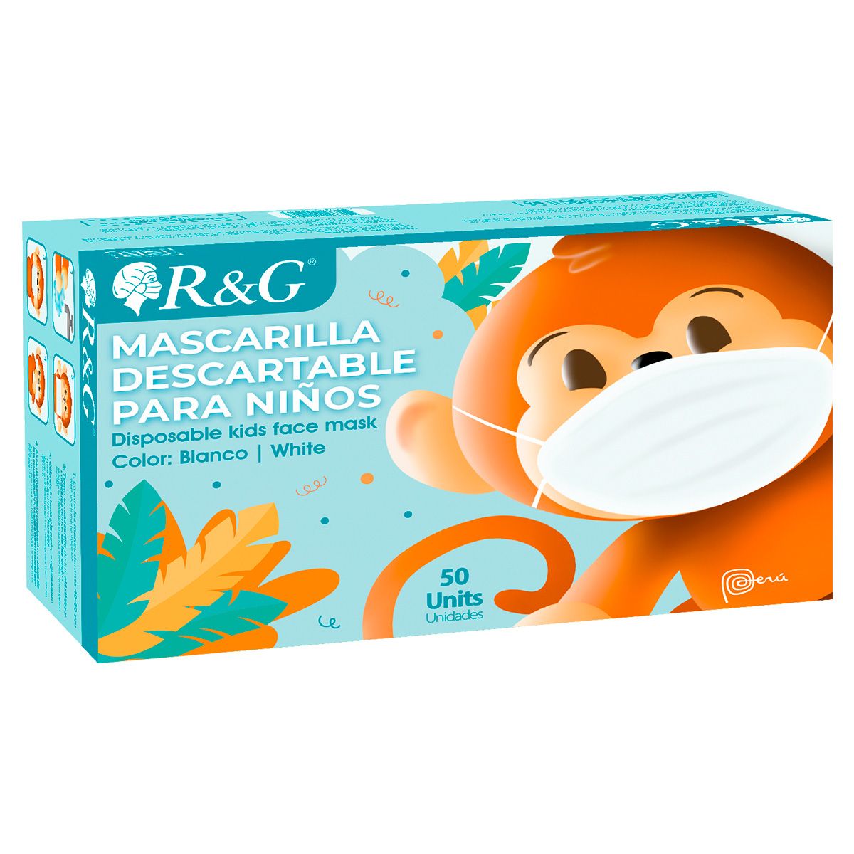 R&G - Mascarilla Descartable para Niños color Blanco Caja x 50 und - R&G