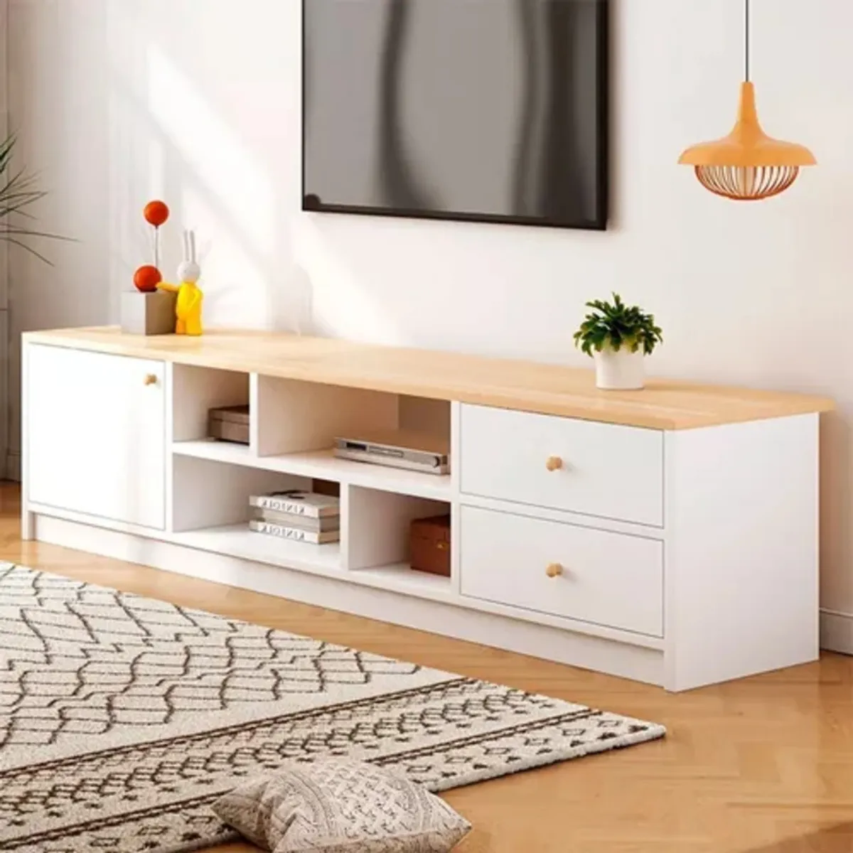 GENERICO - Mueble de TV Moderno  55 Asagaki  Blanco y Marrón R&R MUEBLES