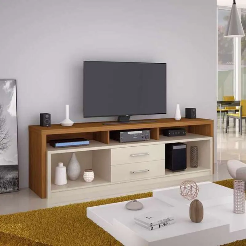 GENERICO - Mueble de TV Moderno  55 Avom Blanco y Marrón R&R MUEBLES