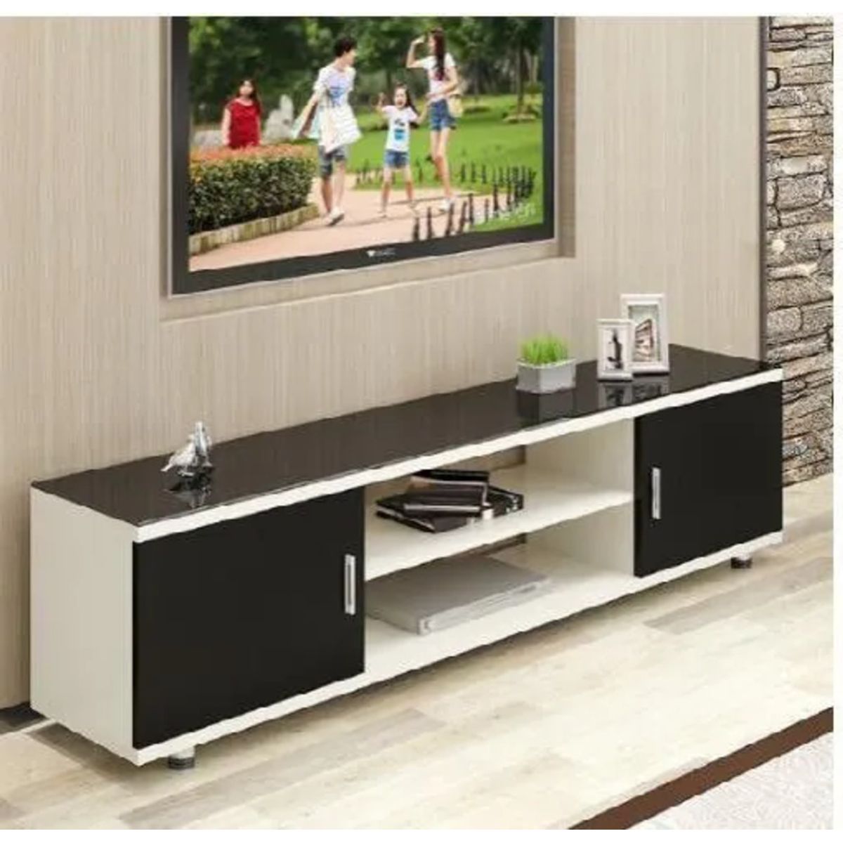 GENERICO - Mueble de TV Moderno  55 Wagrel Blanco y Negro R&R MUEBLES