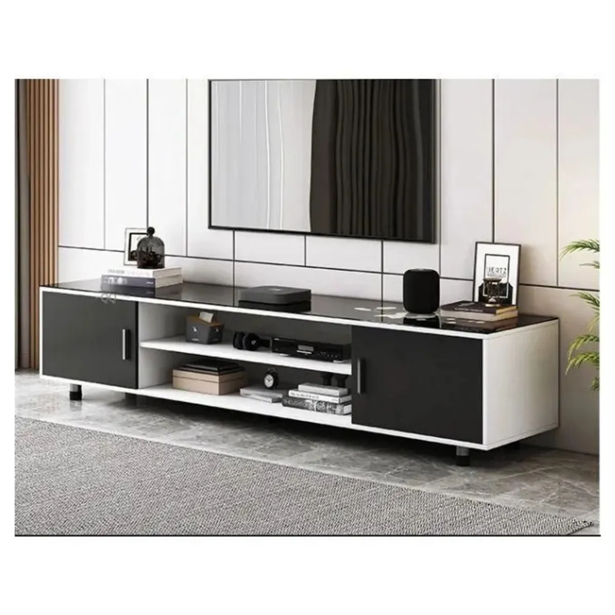 GENERICO - Mueble de TV Moderno  55 Wagrel Blanco y Negro R&R MUEBLES