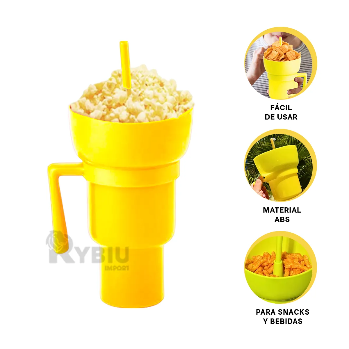 RYBIU IMPORT - Vaso para Liquidos en Color Amarillo Y+Regalo Stickers