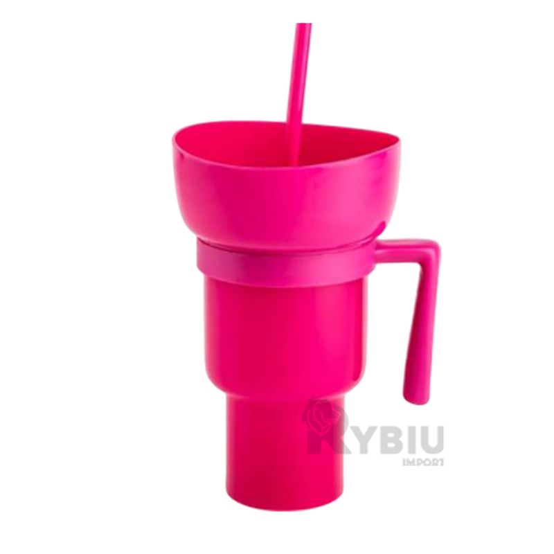 RYBIU IMPORT - Taza para Refresco en Tono Rosado Y+Banderitas Adhesivas