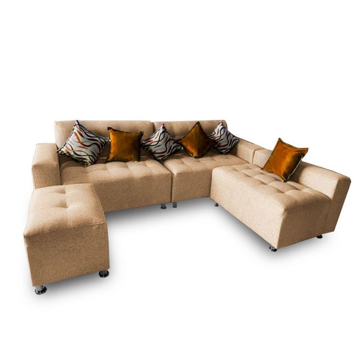 GENERICO - Sofá Seccional París 3 cuerpos + puff - Beige