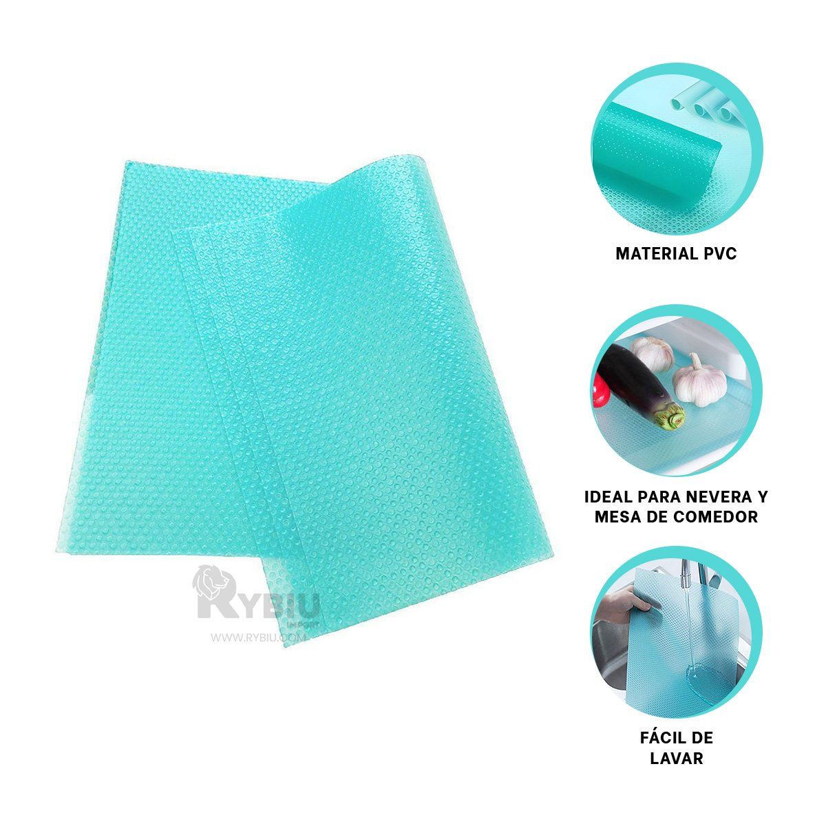 RYBIU IMPORT - Kit para Refrigerador de Color Celeste Y+Regalo Agendita