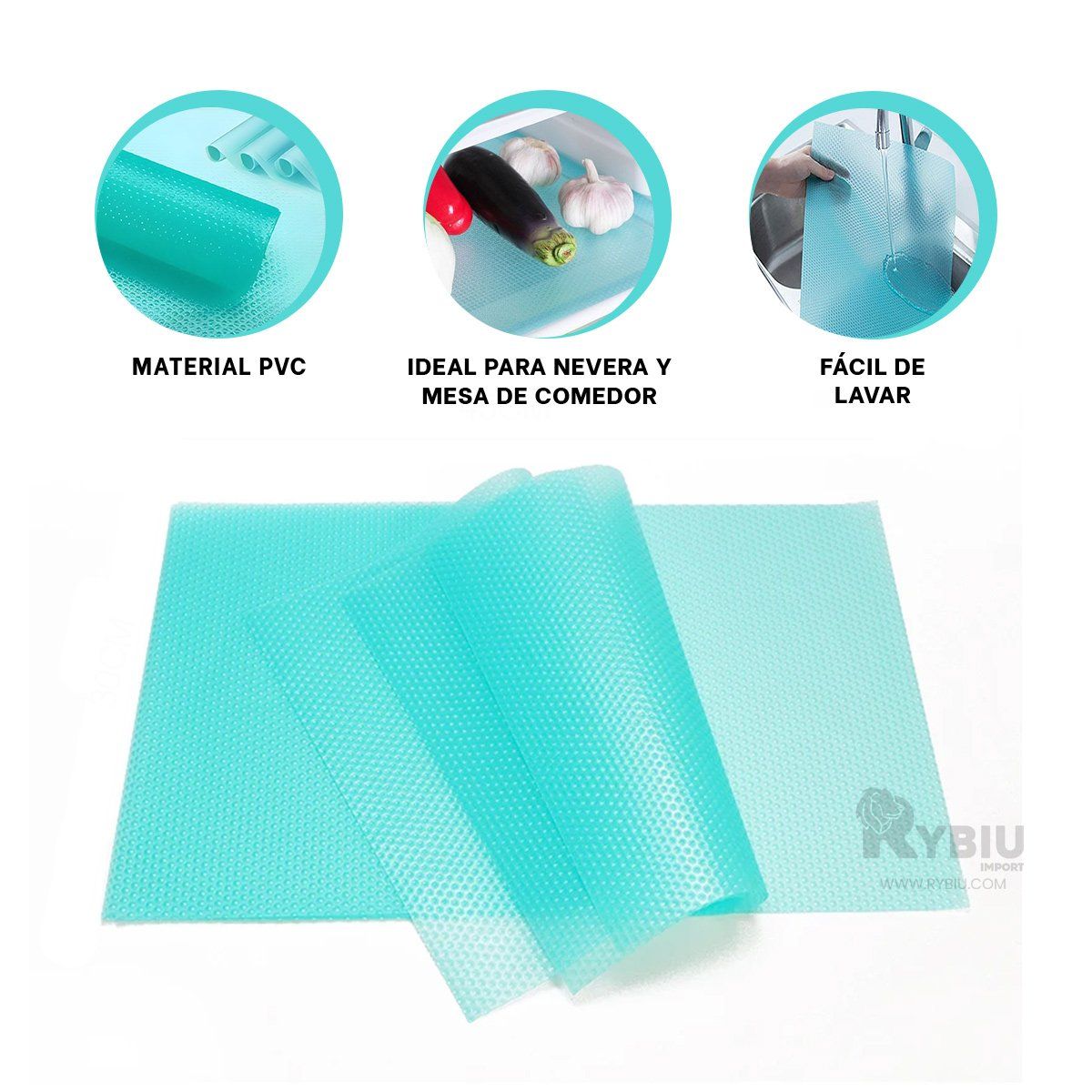 RYBIU IMPORT - Kit para Refrigerador de Color Celeste Y+Regalo Agendita