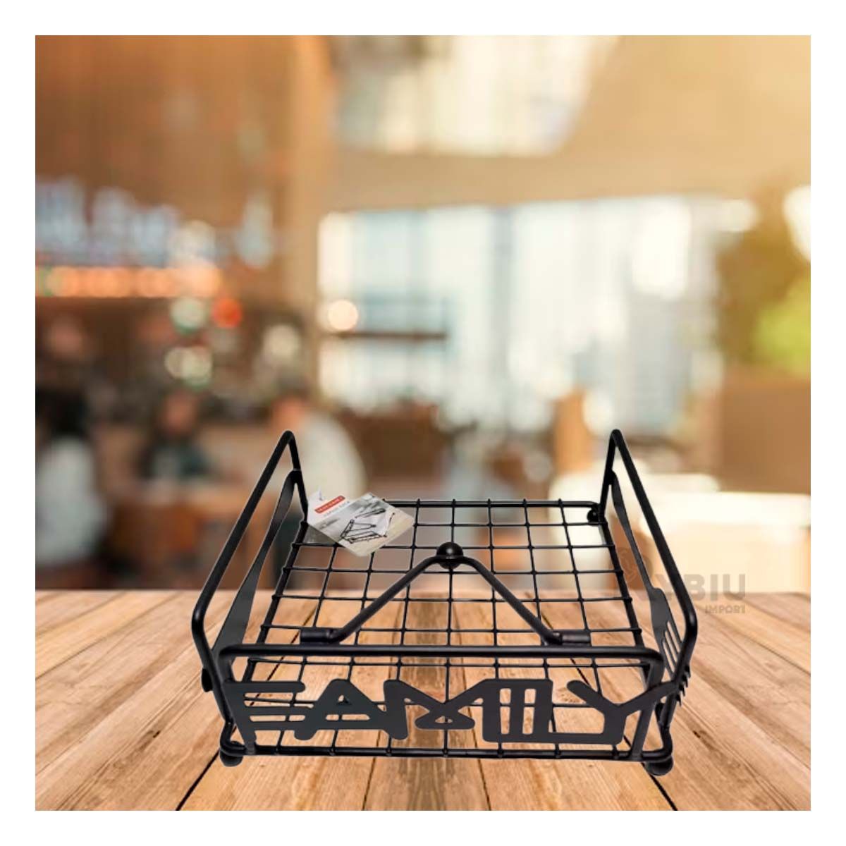 GENERICO - Servilletero Practico de Acero Inoxidable en Tono Negro