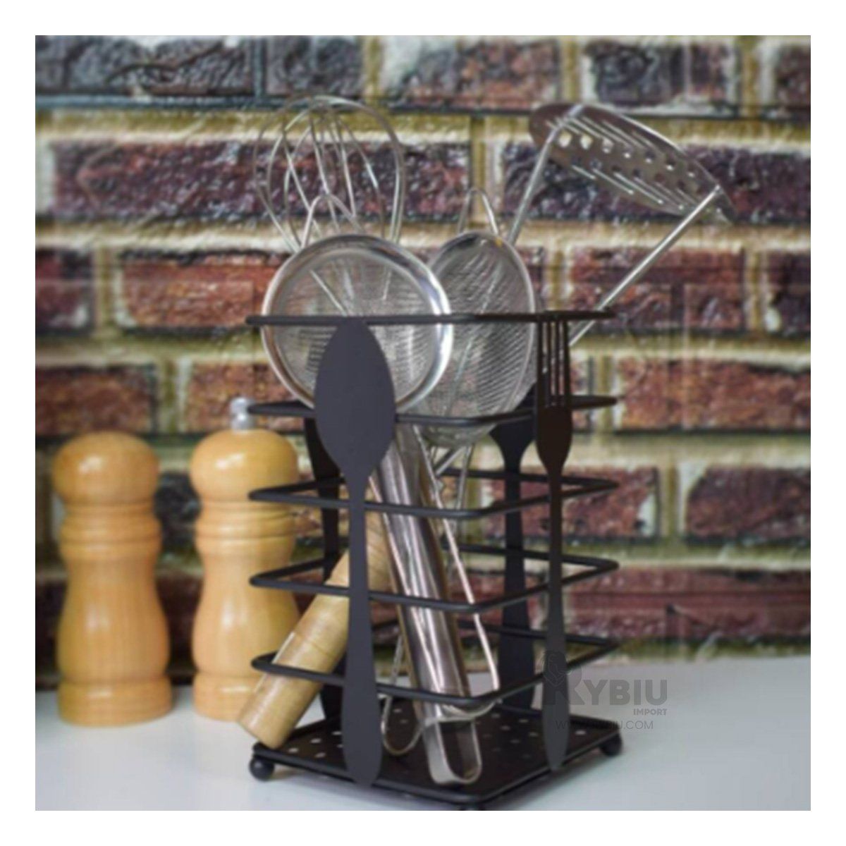 GENERICO - Porta Cubiertos Optimo en Negro Y+Regalo Stickers