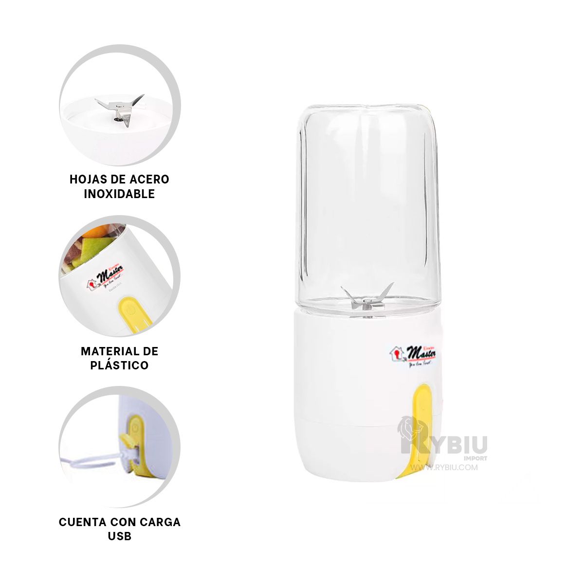 GENERICO - Batidora Practica para Jugos en Blanco Y+Regalo Stickers