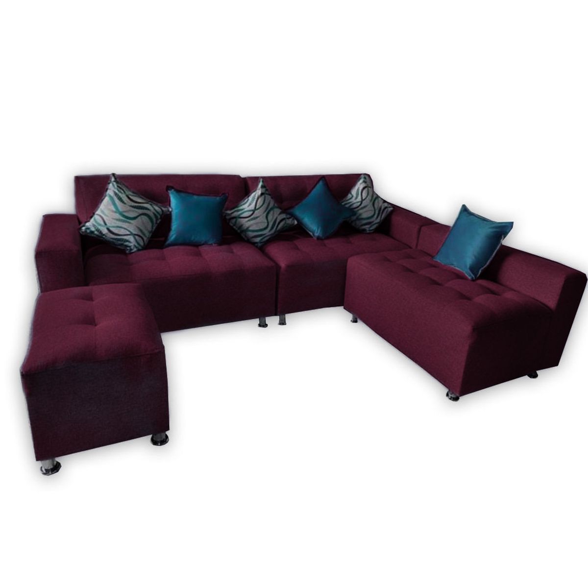 GENERICO - Sofá Seccional París 3 cuerpos + puff - Vino