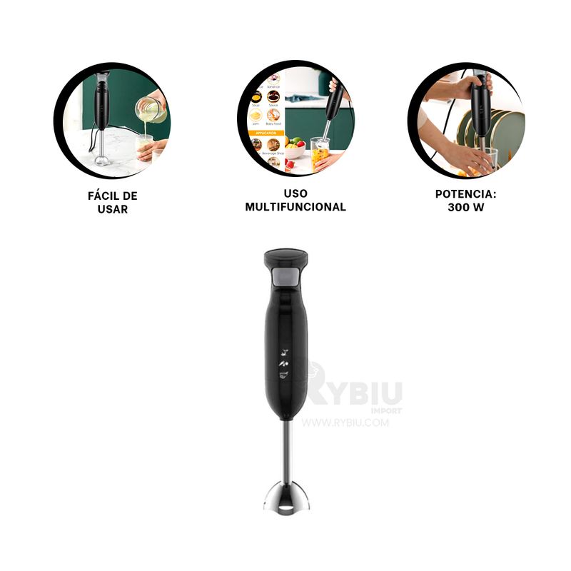 RYBIU IMPORT - Mezcladora Compacta de Cocina Color Negro Y+Regalo Agendita