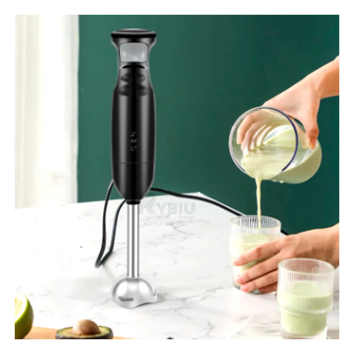 RYBIU IMPORT - Mezcladora Compacta de Cocina Color Negro Y+Regalo Agendita