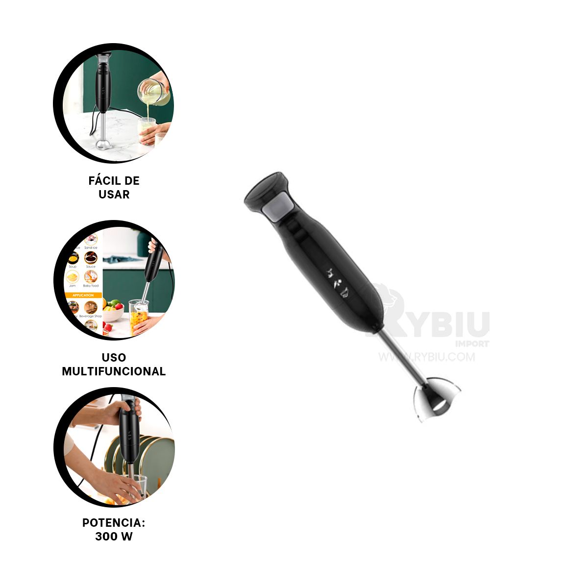 RYBIU IMPORT - Procesadora Moderna de Mano de Negro Y+Post-it Adhesivos