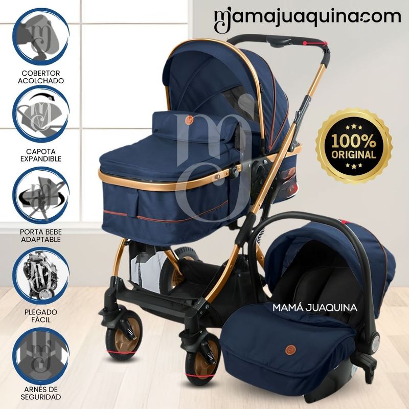 EBABY - Coche Moisés Travel System «RONDA PLUS II» Porta bebé Blue