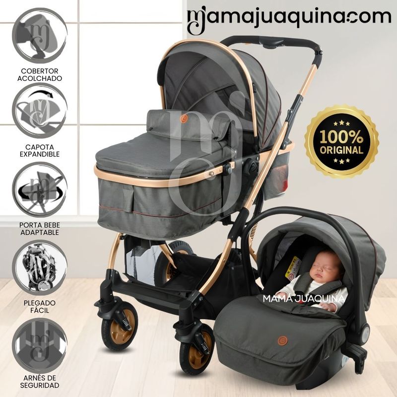 EBABY - Coche Moisés Travel System «RONDA PLUS II» Porta bebé Gray