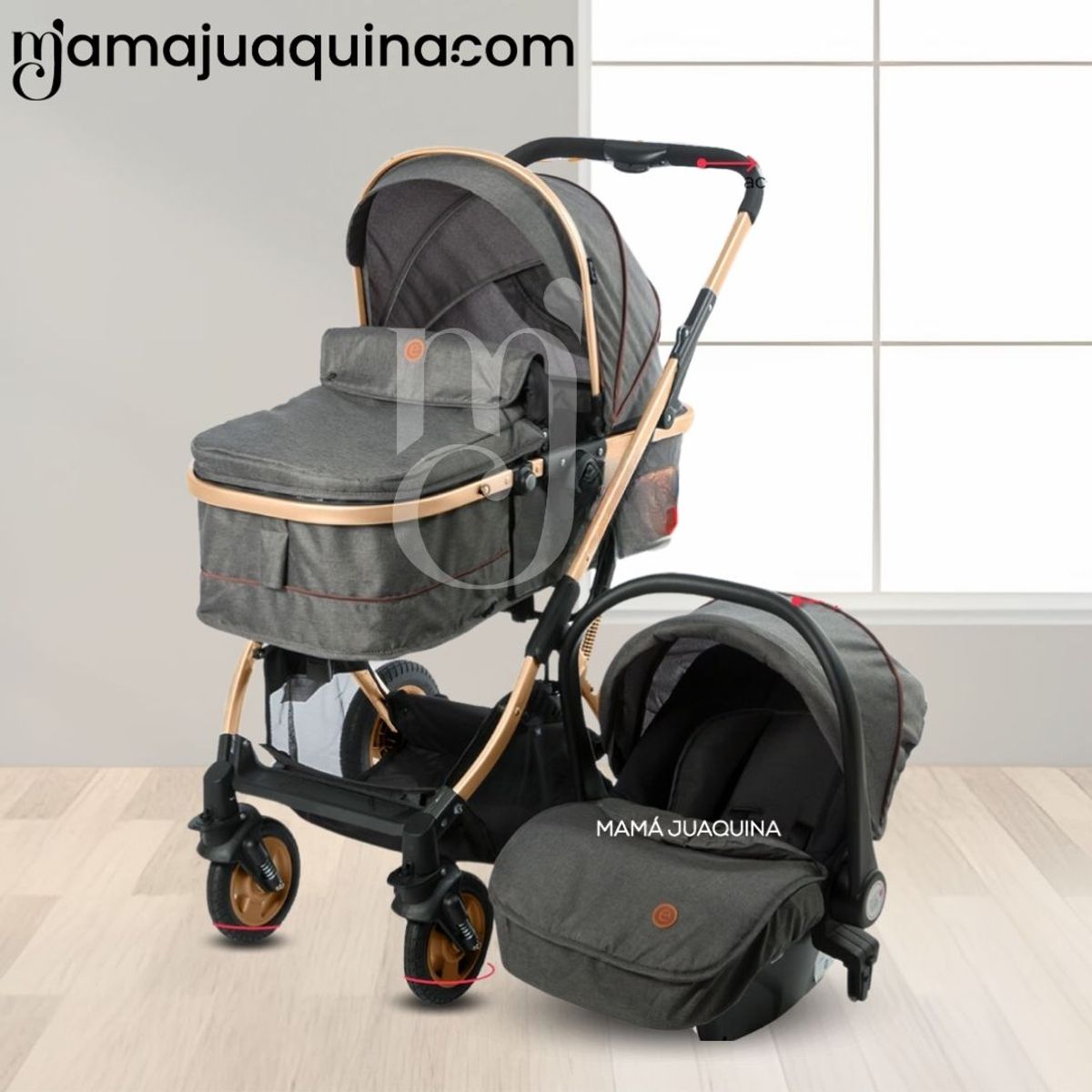 EBABY - Coche Moisés Travel System «RONDA PLUS II» Porta bebé Gray