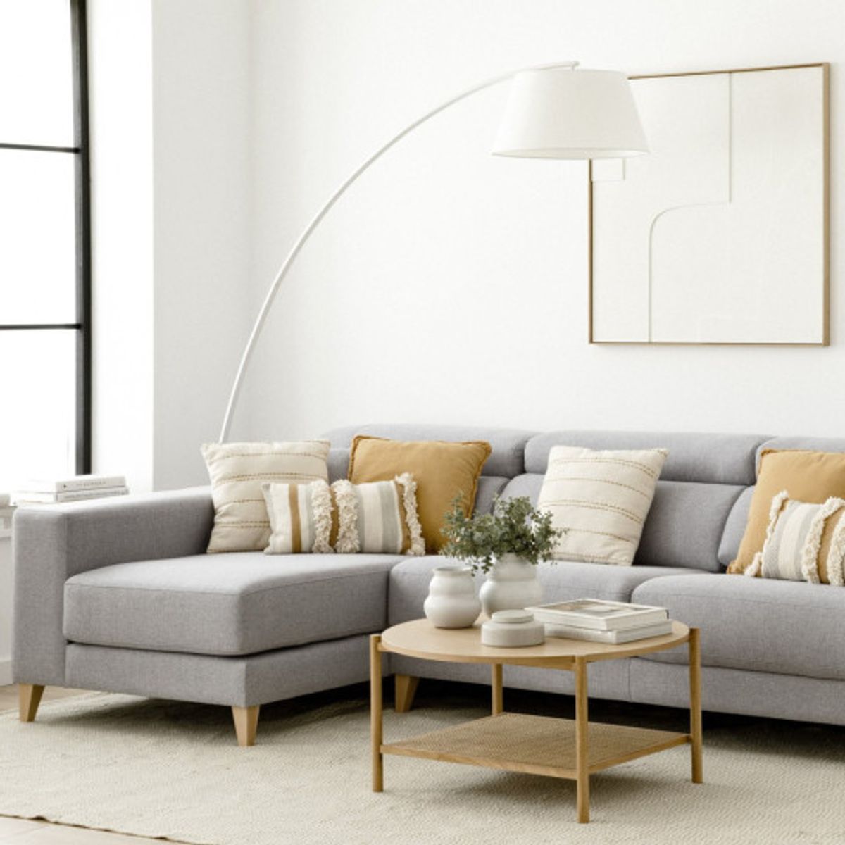YOLODECORO - Seccional con Chaise Longue a la Izquierda Air Gris Claro