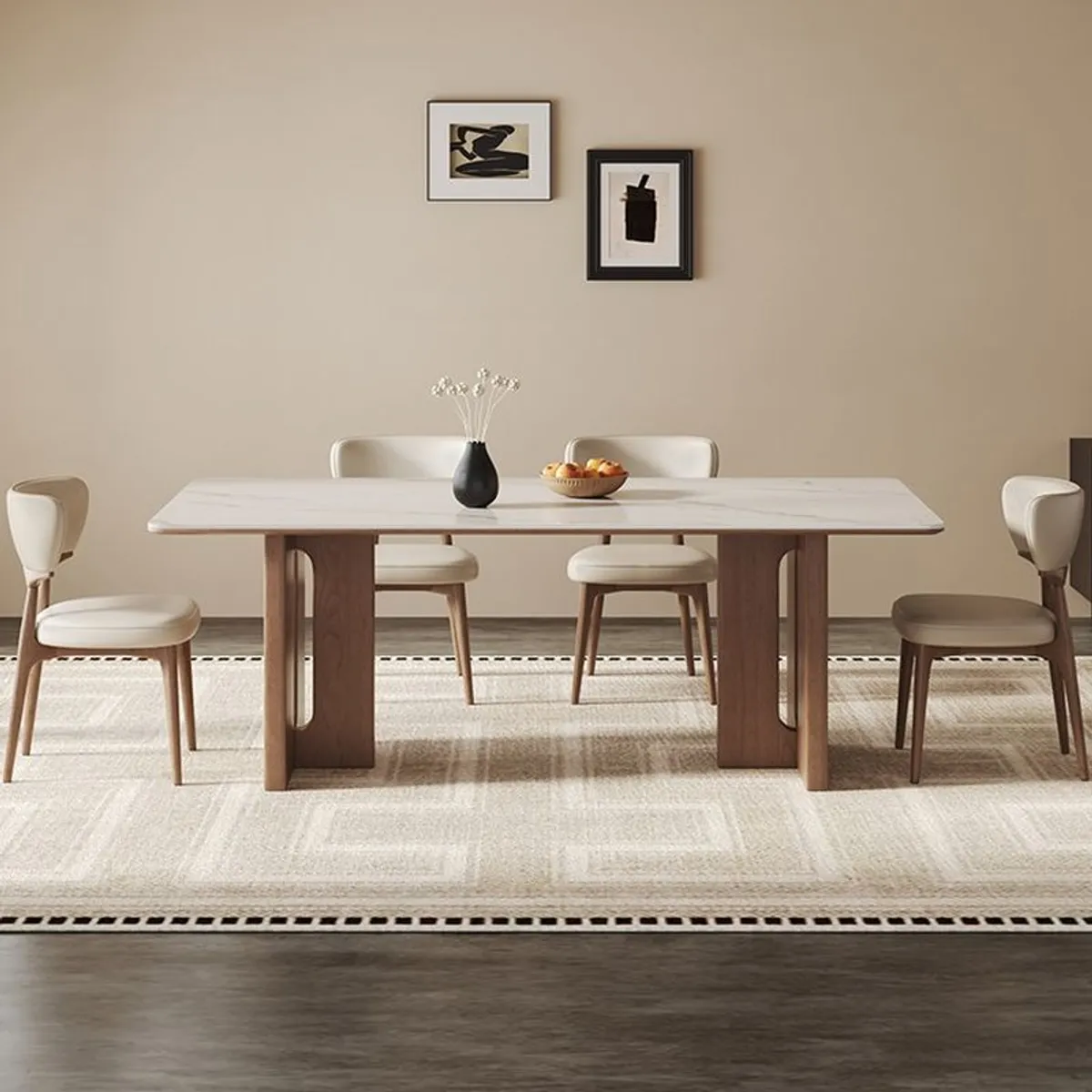 GENERICO - Juego de Comedor Horus 6 Sillas - Marrón y Beige