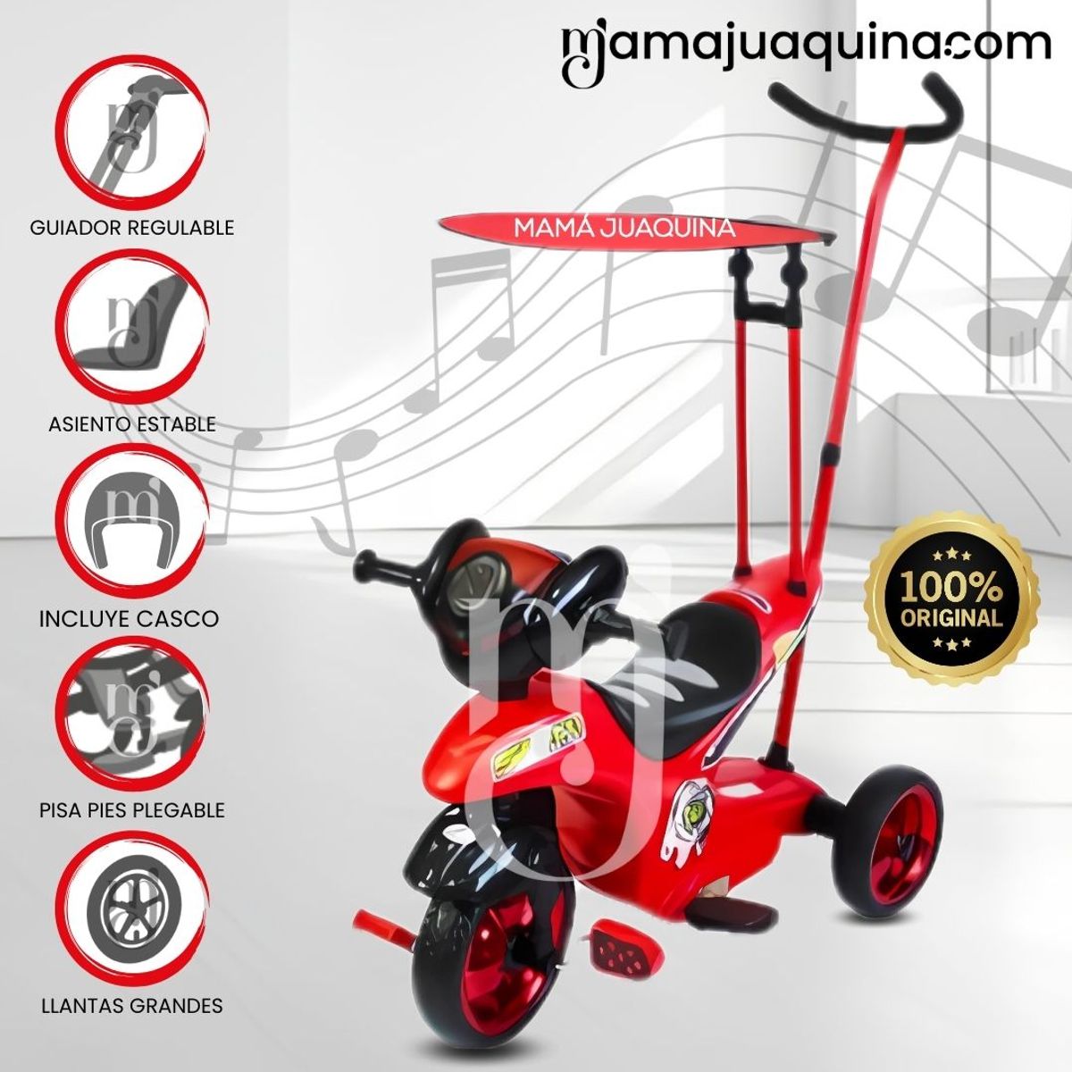 KIDS - Moto a Pedal con Guiador «SPEEDY TRI» Red