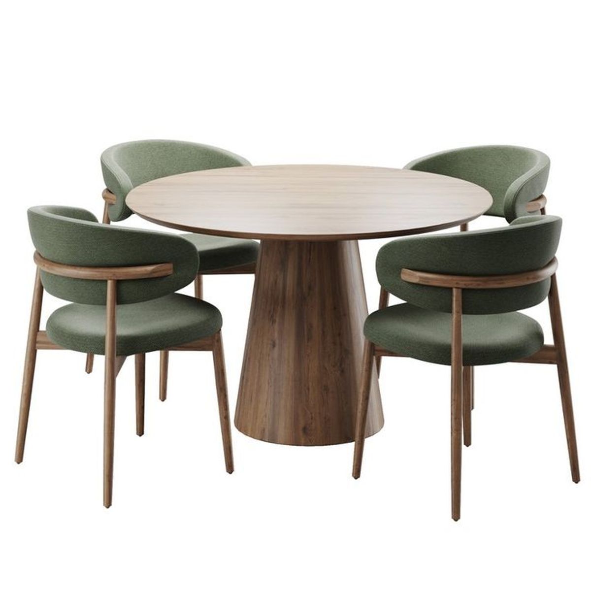 GENERICO - Juego de Comedor Circular Clarens 4 Sillas - Marrón y Verde