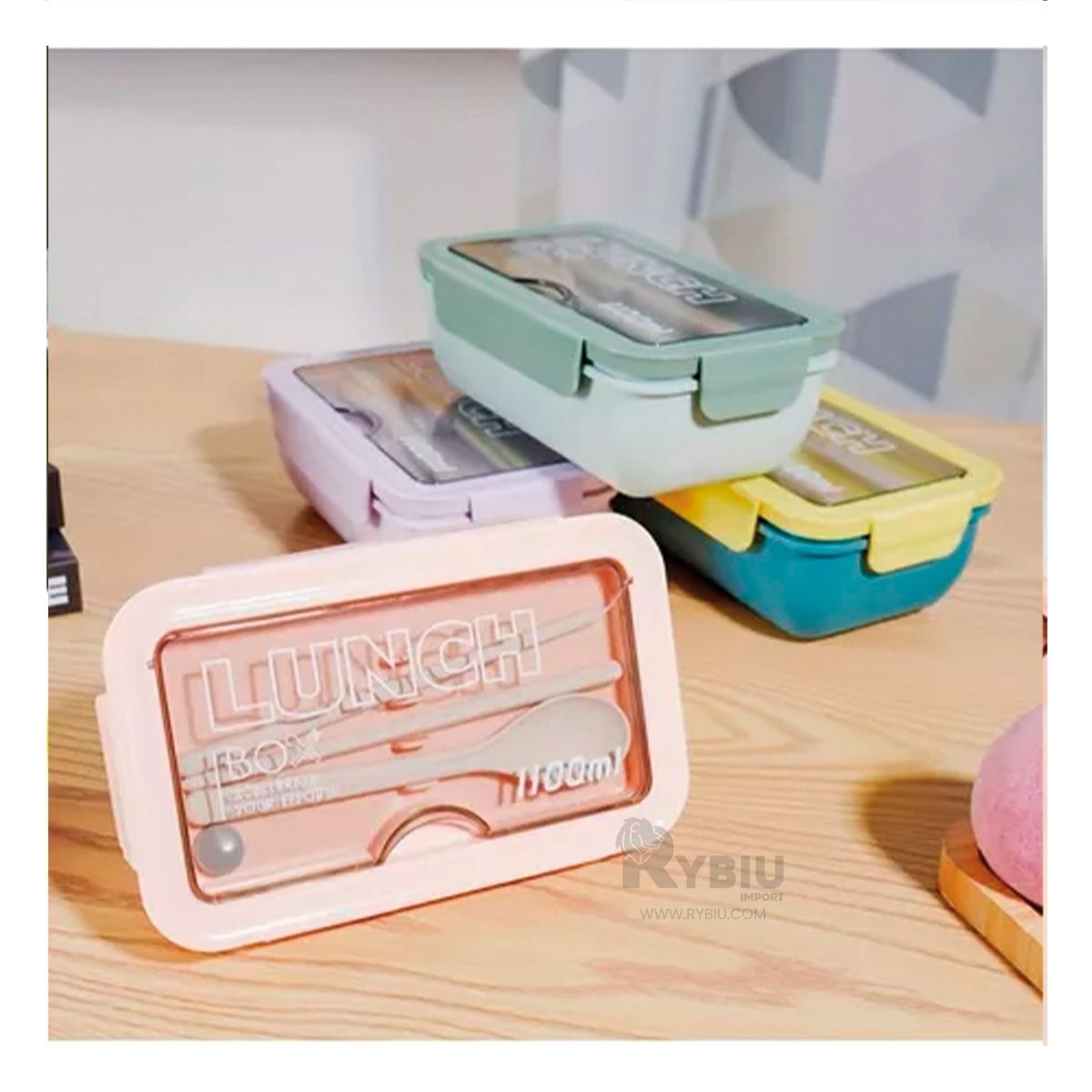 RYBIU IMPORT - Taper para Comidas Saludables en Rosado Y+Papel de Regalo