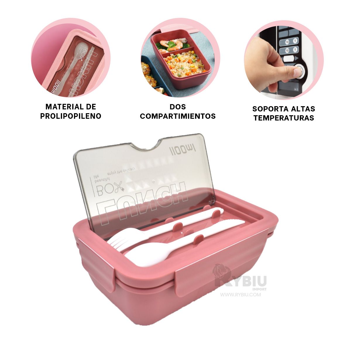 RYBIU IMPORT - Envase Guardatodo de Color Rosado Y+Banderitas Adhesivas