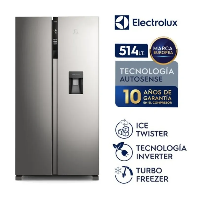 ELECTROLUX - Refrigerador ERSA53V2HDS No Frost Side By Side Inverter 514 Litros Silver Electrolux