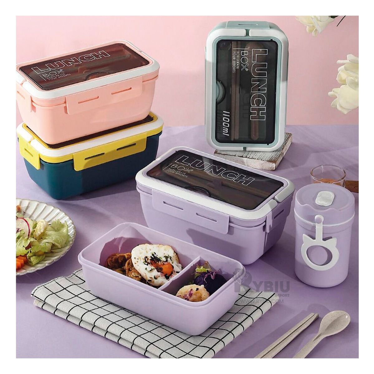 RYBIU IMPORT - Envase Hermetico de Color Morado Y+Regalo Agendita