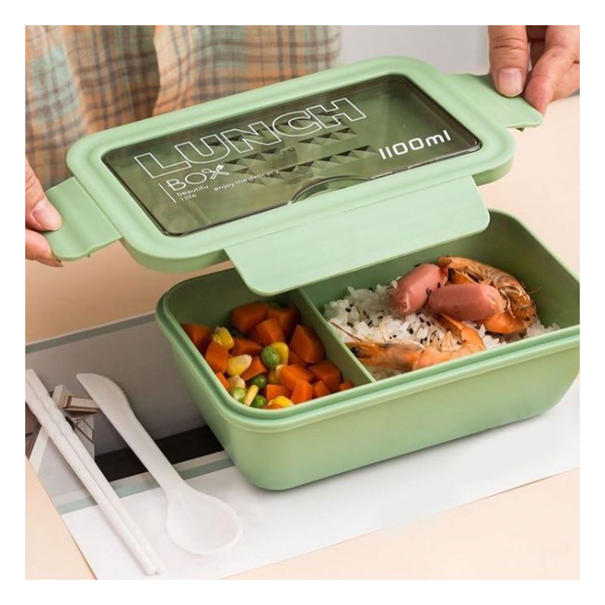 RYBIU IMPORT - Envase Compacto para Comida Verde Y+Envoltorio de Regalo