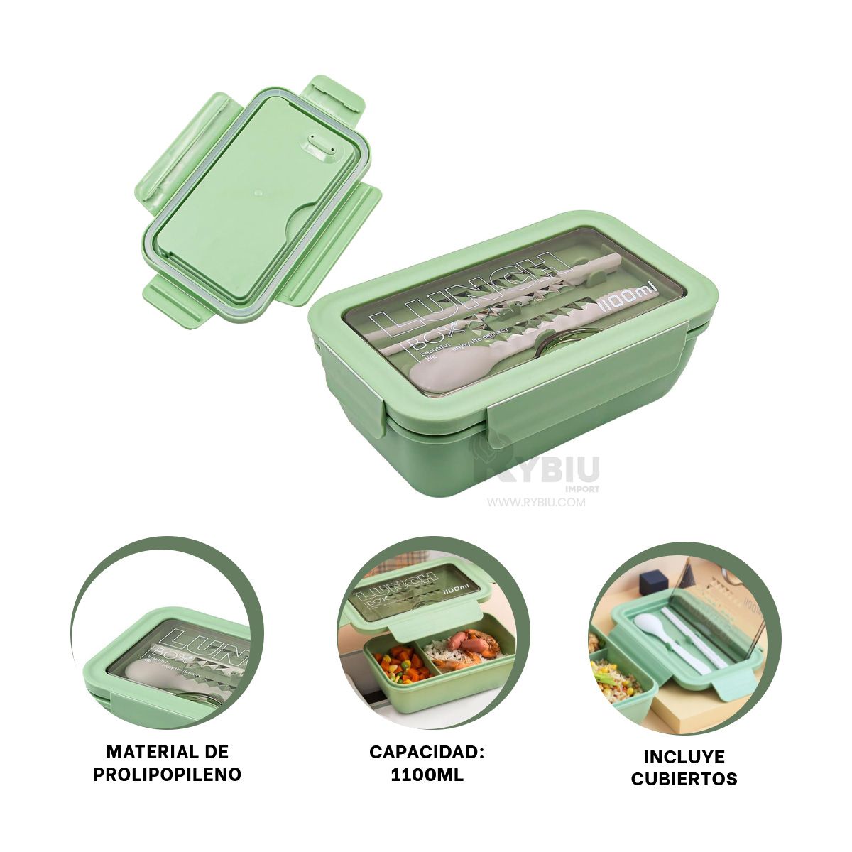 RYBIU IMPORT - Envase Funcional de Color Verde Y+Gift Stickers